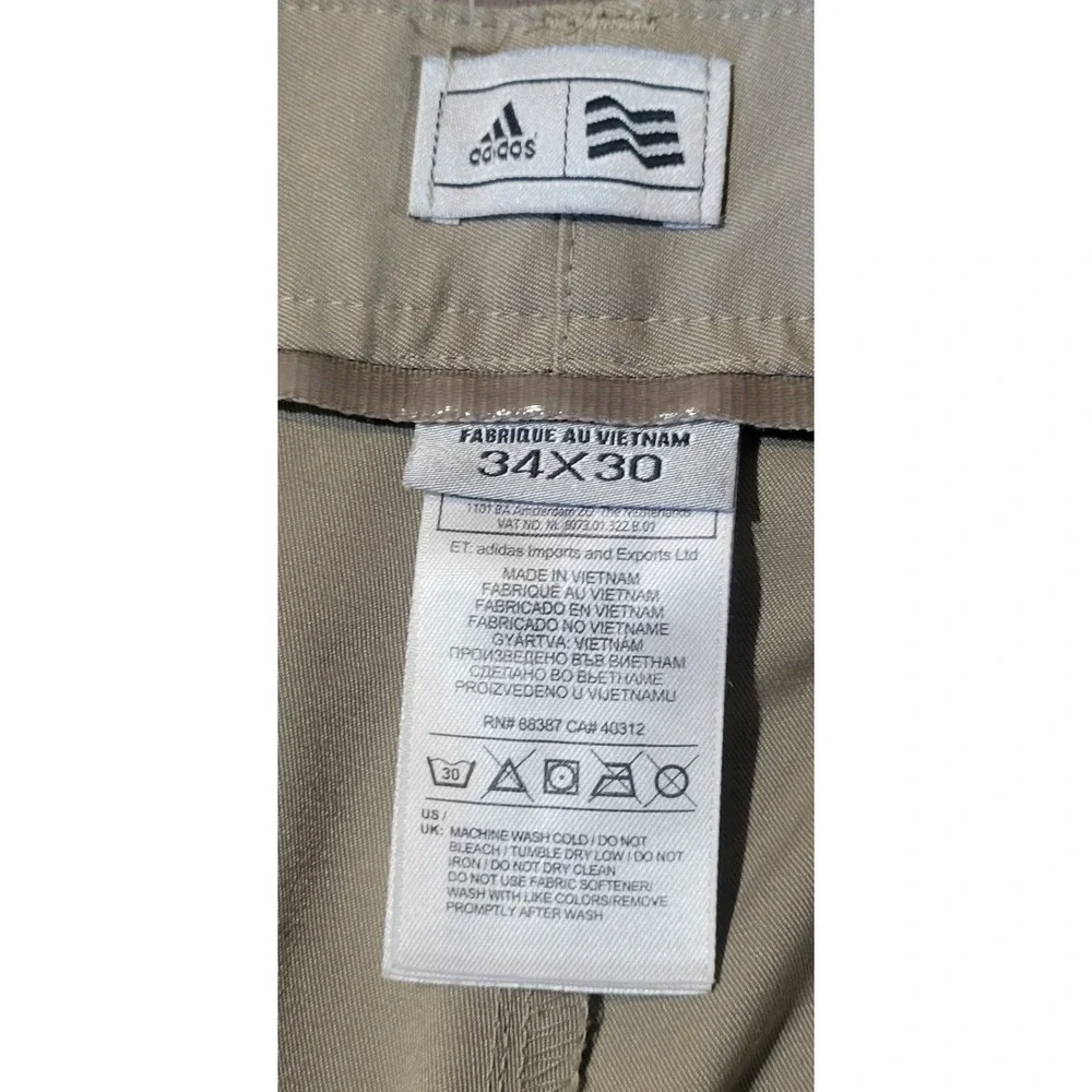 Adidas Mens 34x30 Beige Straight Leg‎ Performance Tech Golf Chino Pants Euc